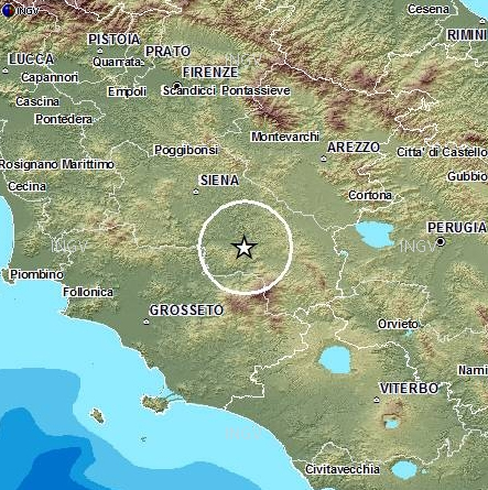 Scossa di terremoto a Siena di magnitudo 2.4, avvertita nel sud della provincia
