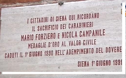 Forziero e Campanile, Siena commemora i due carabinieri uccisi nel 1990