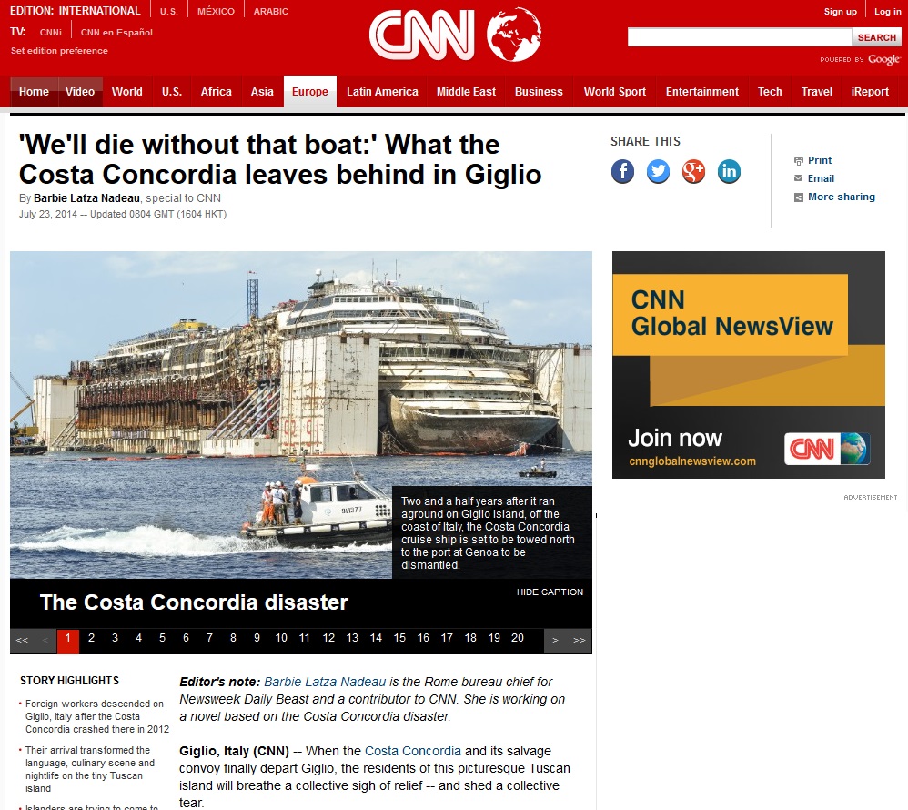 Il mondo guarda il Giglio e osserva la Concordia che se ne va