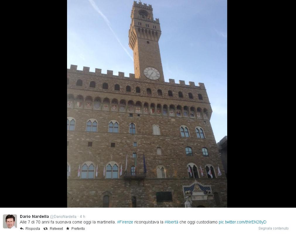 Il 70esimo anniversario della Liberazione di Firenze in un tweet