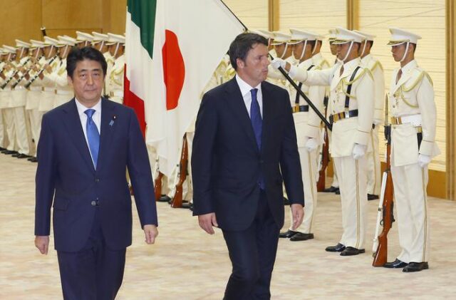 Renzi arrivato al Kantei per incontro con Abe