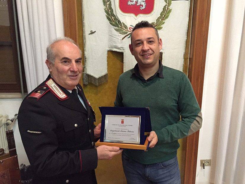 25 anni di servizio a Rapolano, premiato il comandante della stazione dei Carabinieri