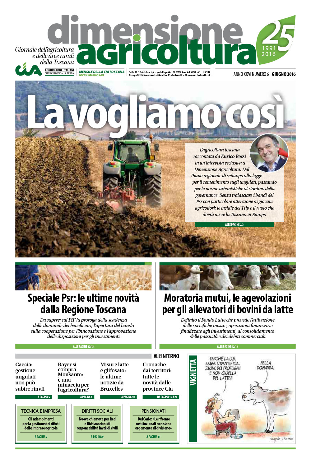 L’agricoltura che vogliamo, secondo Enrico Rossi nel nuovo numero di Dimensione Agricoltura