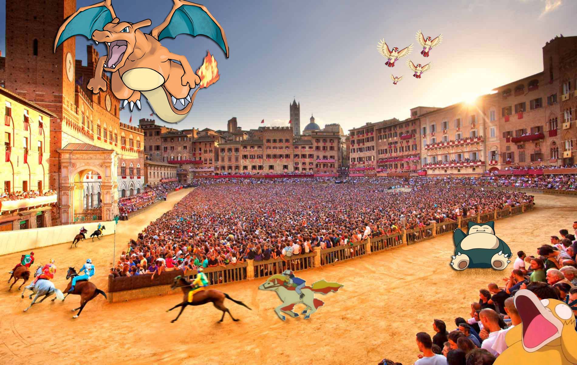 Mossa falsa. Pokémon al Palio di Siena, il fotomontaggio “catturato” su fb e rimosso