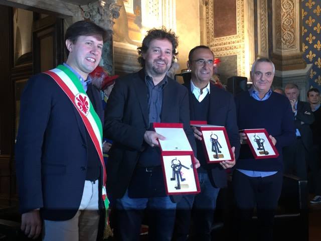 Ambasciatori della fiorentinità. Chiavi della città a Conti, Panariello e Pieraccioni