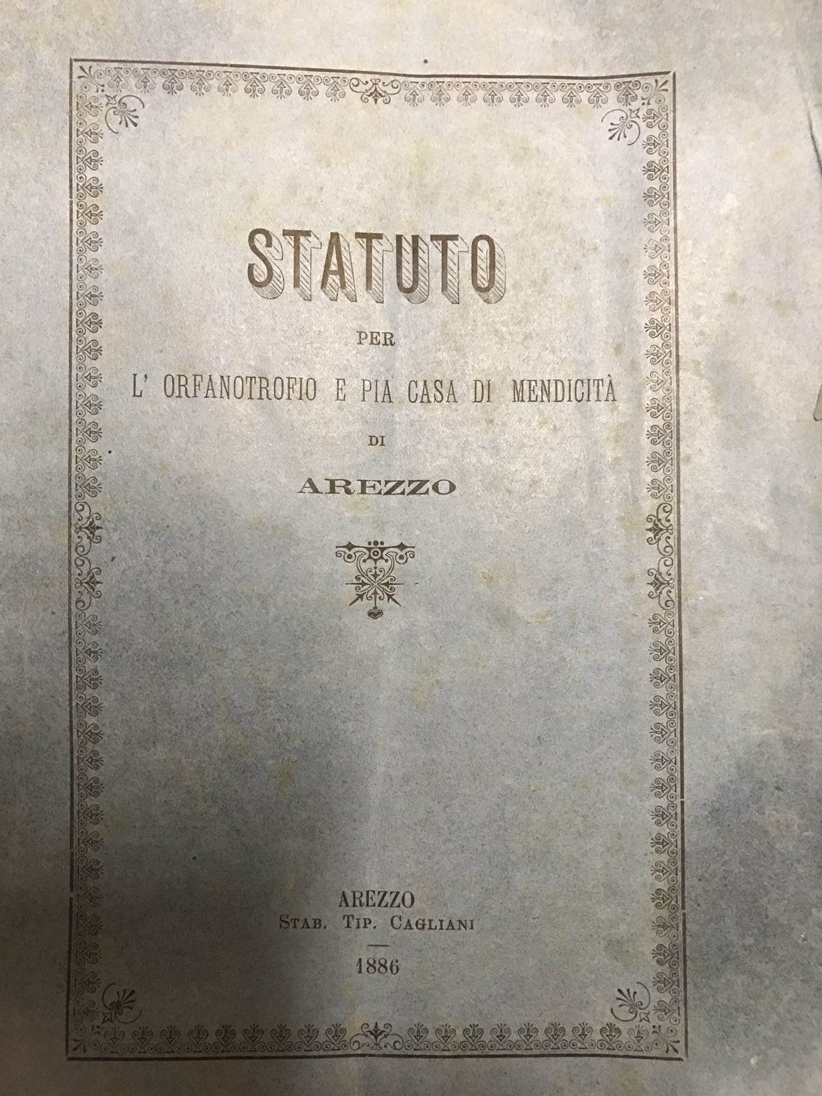 Il lascito. Pia Casa, lo statuto del 1886 donato alla città di Arezzo