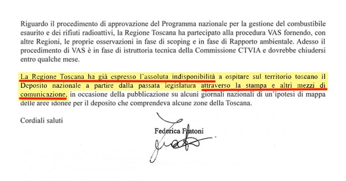 “Toscana contraria alle scorie nucleari…a mezzo stampa”. Vicenda già in Consiglio regionale nel 2017-2018