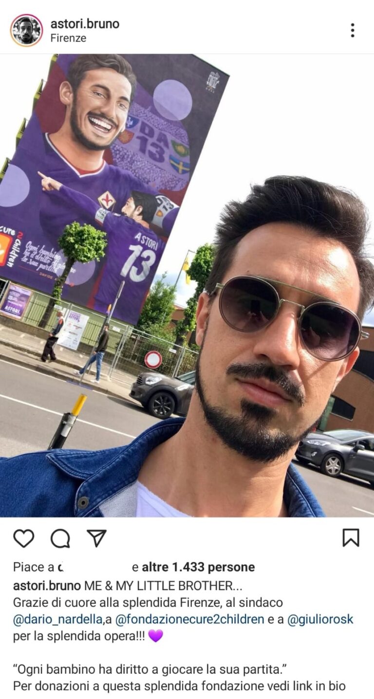 Un murale per Davide Astori, il fratello: «Grazie Firenze»