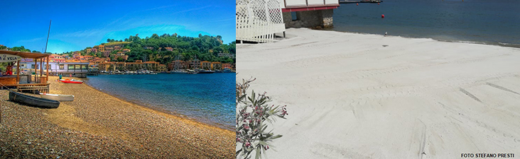 Porto Azzurro, la spiaggia La Rossa è diventata bianca. La denuncia di Legambiente
