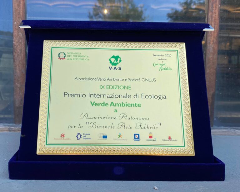 All’Associazione autonoma per la Biennale d’arte fabbrile il premio Ecologia Verde Ambiente per la valorizzazione dell’artigianato artistico
