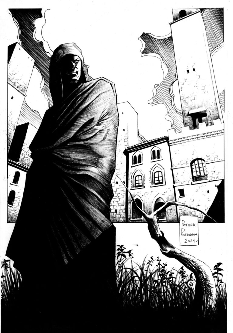 Dante rivive a fumetti, in una tavola inedita la visita a San Gimignano come ambasciatore guelfo
