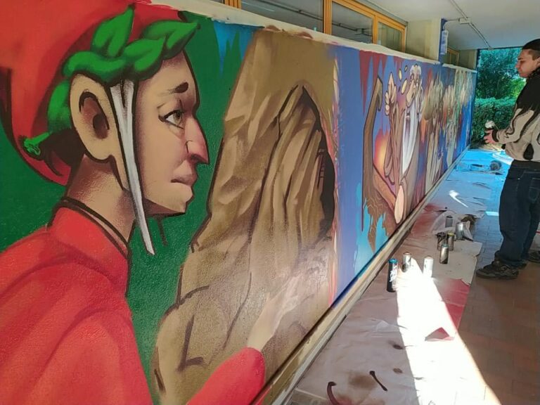 Un murale di 15 metri e terzine in chiave rap, Dante è pop a Bagno a Ripoli