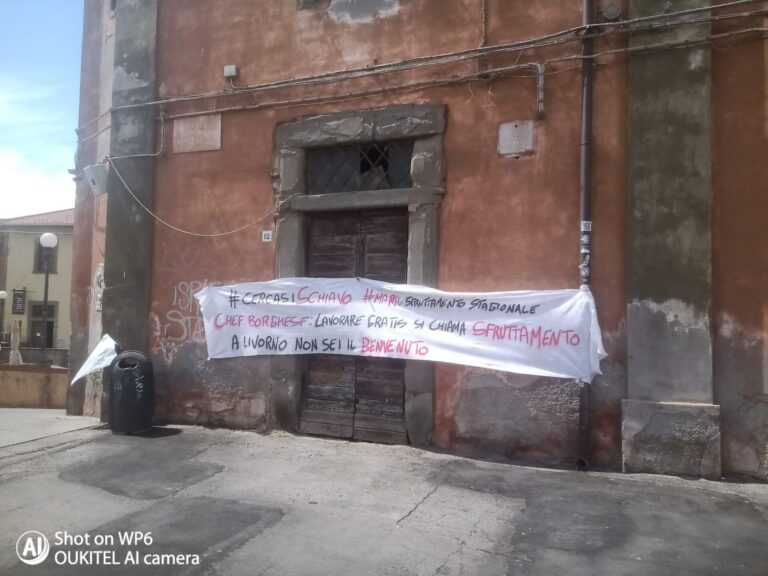 Striscioni contro lo chef Borghese: “Lavorare gratis si chiama sfruttamento”