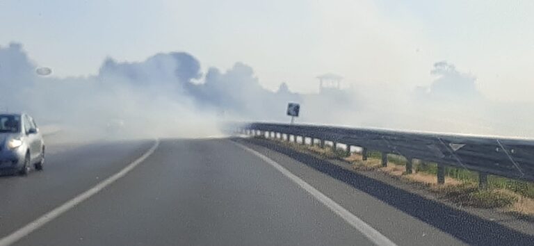 Principio di incendio a bordo strada alle porte di Empoli