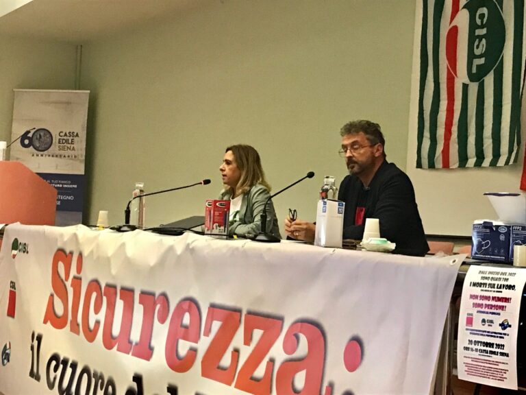 Gli incidenti sul lavoro non si fermano: a Siena aumento del 22%. Cisl: “La sicurezza diventi materia scolastica”