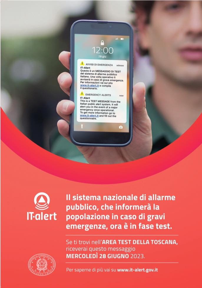 It-Alert, la Toscana farà il primo test sul sistema di allerta della Protezione Civile