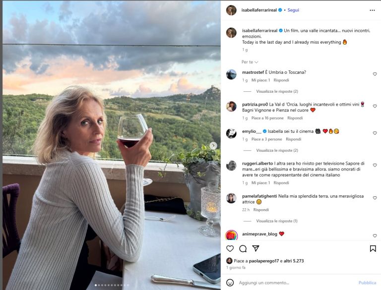 Isabella Ferrari incantata dalla Valdorcia. A Bagno Vignoni per girare una pellicola
