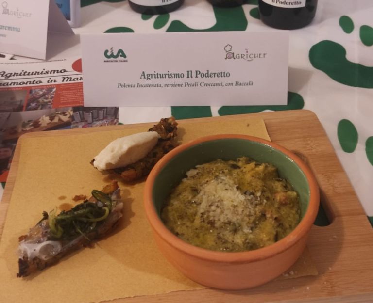 Polenta incatenata in petali croccanti e baccalà: il trionfo toscano di Sara Grassi ad Agrichef 2026