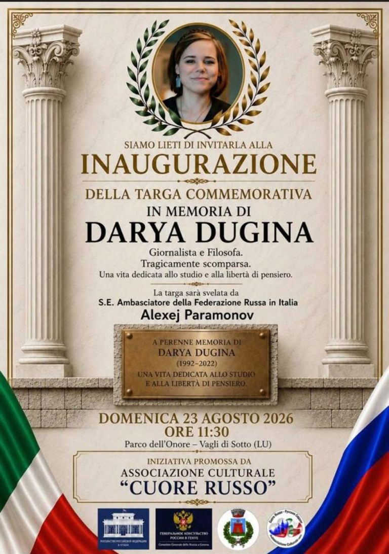 Dalla Garfagnana al caso diplomatico: a Vagli di Sotto una targa per Darya Dugina accende lo scontro politico